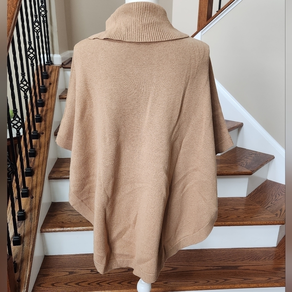 Talbots Women's Cape Poncho Tan with Gold Colored Hardware, Small - Picture 9 of 14